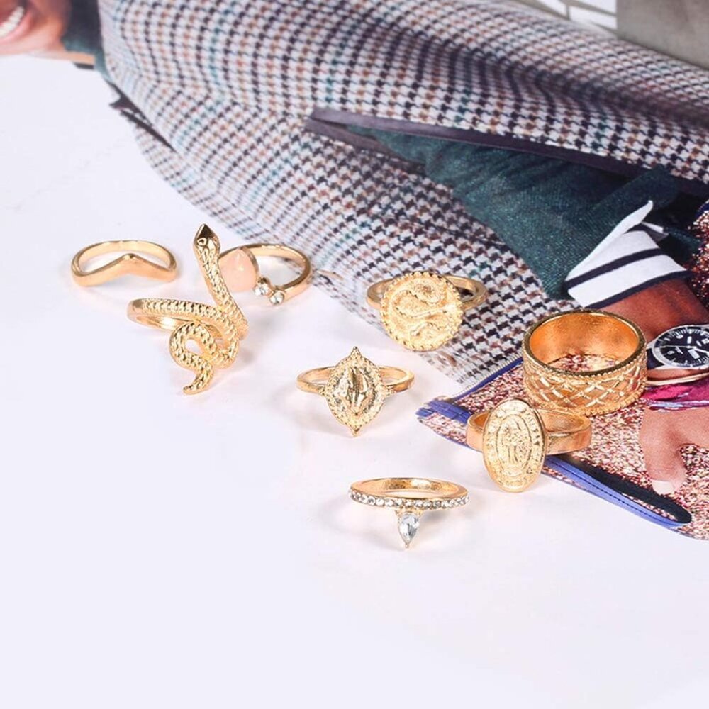 Gold Boho Ring Sets Stackable Knuckle Ring Vintag… - image 6